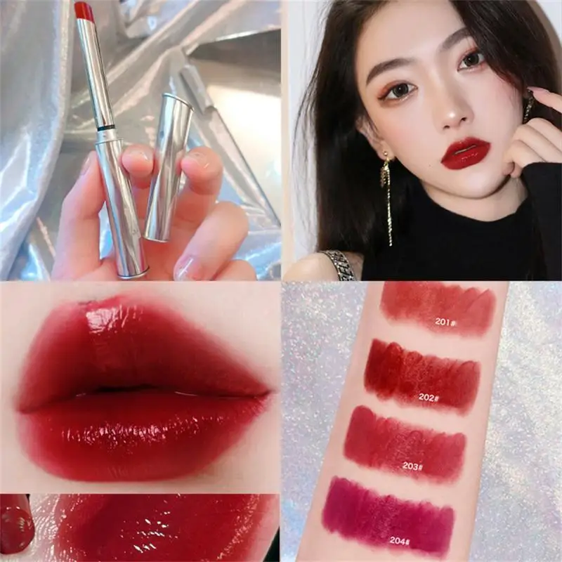 

Luxury Silver Tube Moisturizing Lipstick Waterproof Long-Lasting Lip Stick Non-fading Non-Stick Cup Помада Makeup Cosmetics