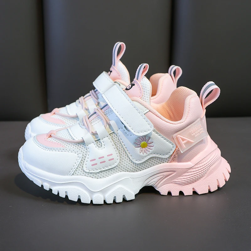 

Дизайнерская обувь для девочек, детская обувь на платформе, летние дышащие сетчатые спортивные кроссовки для бега, Повседневные детские кр...