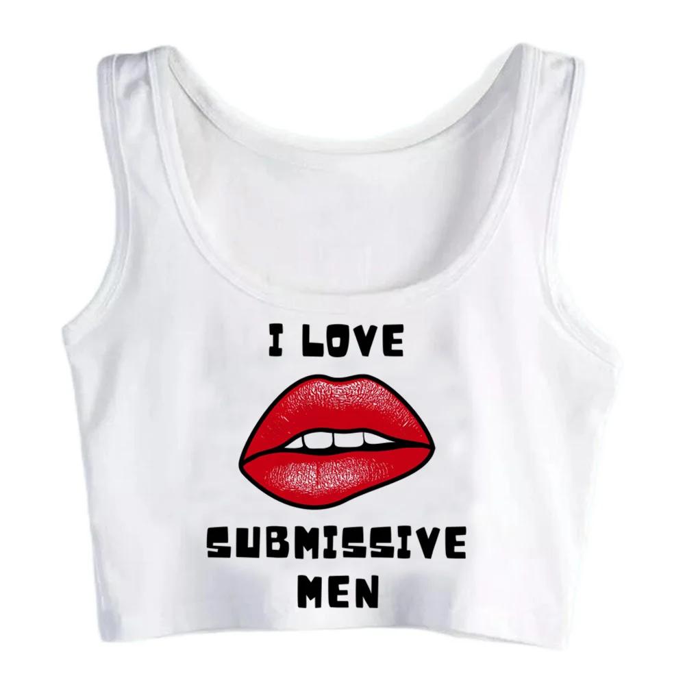 

i love submissive men tank top 2000s gothic goth crop top Female trashy hippie cyber y2k Harajuku clothes crop top