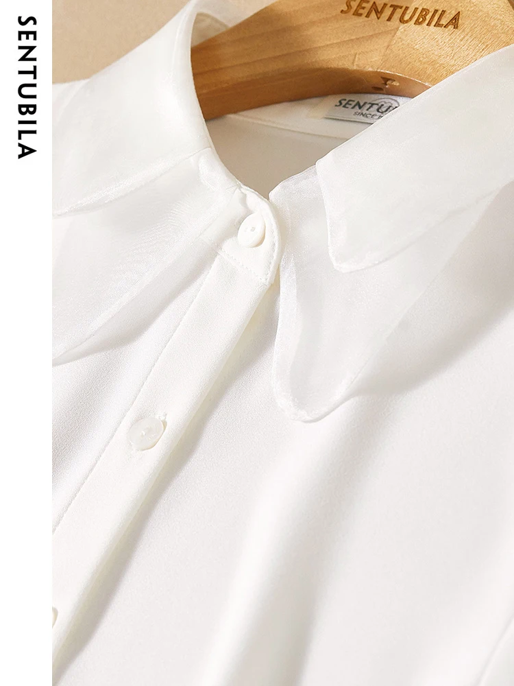 Рубашка и блузка SENTUBILA Женская с длинным рукавом модная на пуговицах сетчатый топ