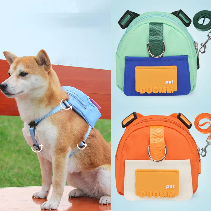 

Adjustable Dog Harness Backpack With Removable Leash Pet Backpack Saddlebag Snack Storage Bag Pet Travel Hiking Walking Self