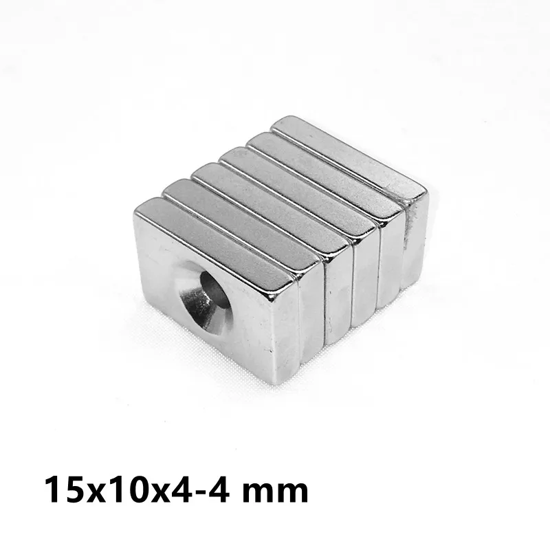 

5~100PCS 15x10x4-4 Quadrate Powerful Small Magnets Countersunk hole 4mm Neodymium Magnet 15x10x4 mm NdFeB Magnetic 15*10*4-4 mm
