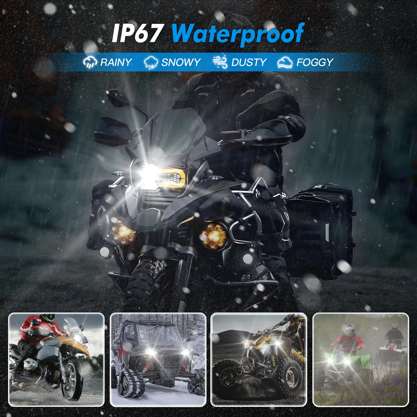 BEVINSEE BA20D H6 Светодиодная мотоциклетная фара 70 Вт 12000LM Hi/Lo Beam Супер яркая