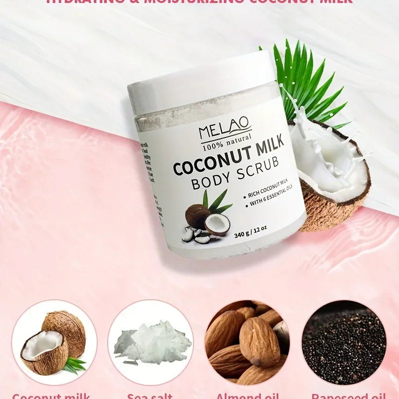 Эфирные масла и питательные вещества MELAO COCONUT BODY SCRUB Соль мертвого моря