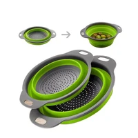 2022retractable silicone dish washing drain basket folding silicone washing basket fruit basket kitchen sink drain baskets
