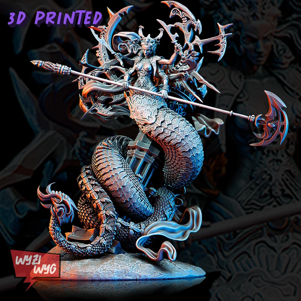 

Миниатюрная фигурка Naga, фигурка юанти, змеиная королева, Змеиный воин, модель из смолы с 3D рисунком HD, Pathfinder, Настольная Wargame, DnD РПГ