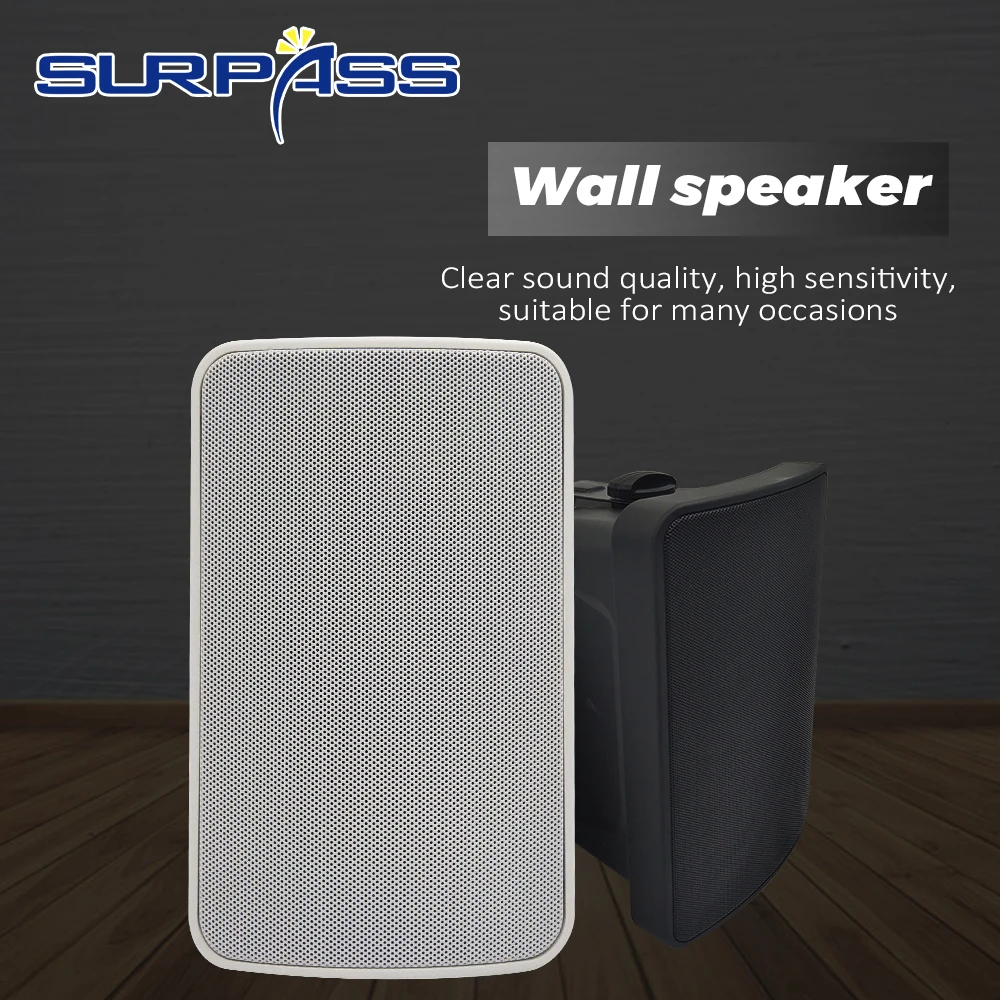 Fashion Waterproof Patio Deck Wall Mount PA Speakers Slim Sound Box 20W Public Broadcasting Stereo background music player