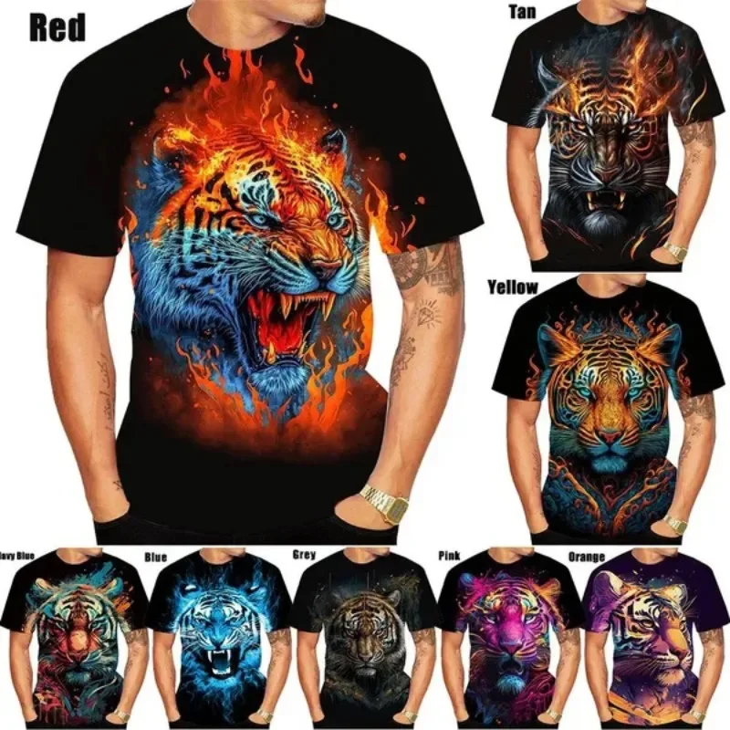 

3D Tiger Men's/women's T Shirt 3D Printing Short-sleeved Round Neck Men's Tops Clothing Plus Size S~6xl Cosplay Men's Clothing
