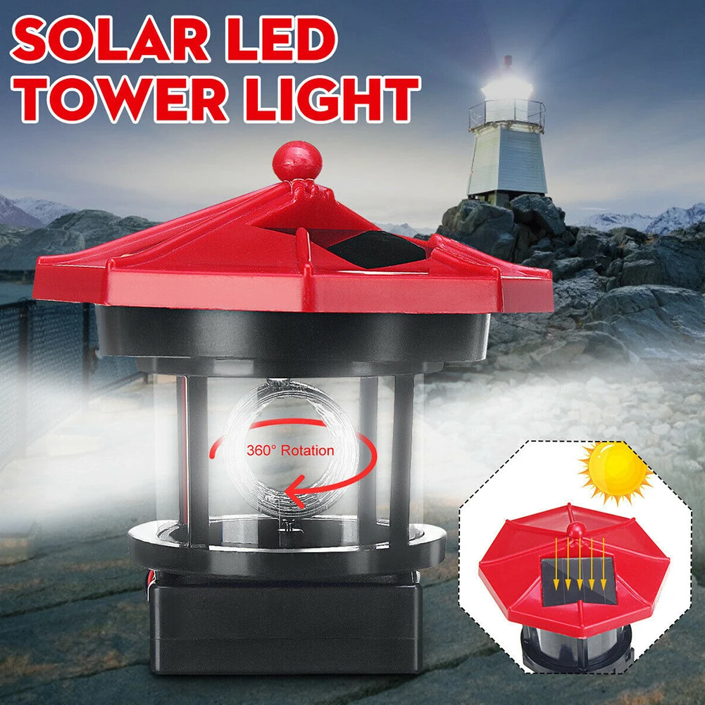 

360 Degree Rotatable Solar Light Outdoor Tower Shape LED Light Waterproof Garden Courtyard Lawn Balcony Fast Charging Lamp