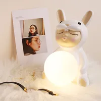 Cute Milk Tooth Rabbit Small Night Lamp Children's Room Atmosphere Table Lamp Home Living Room Bedroom Bedside Decoration Decora