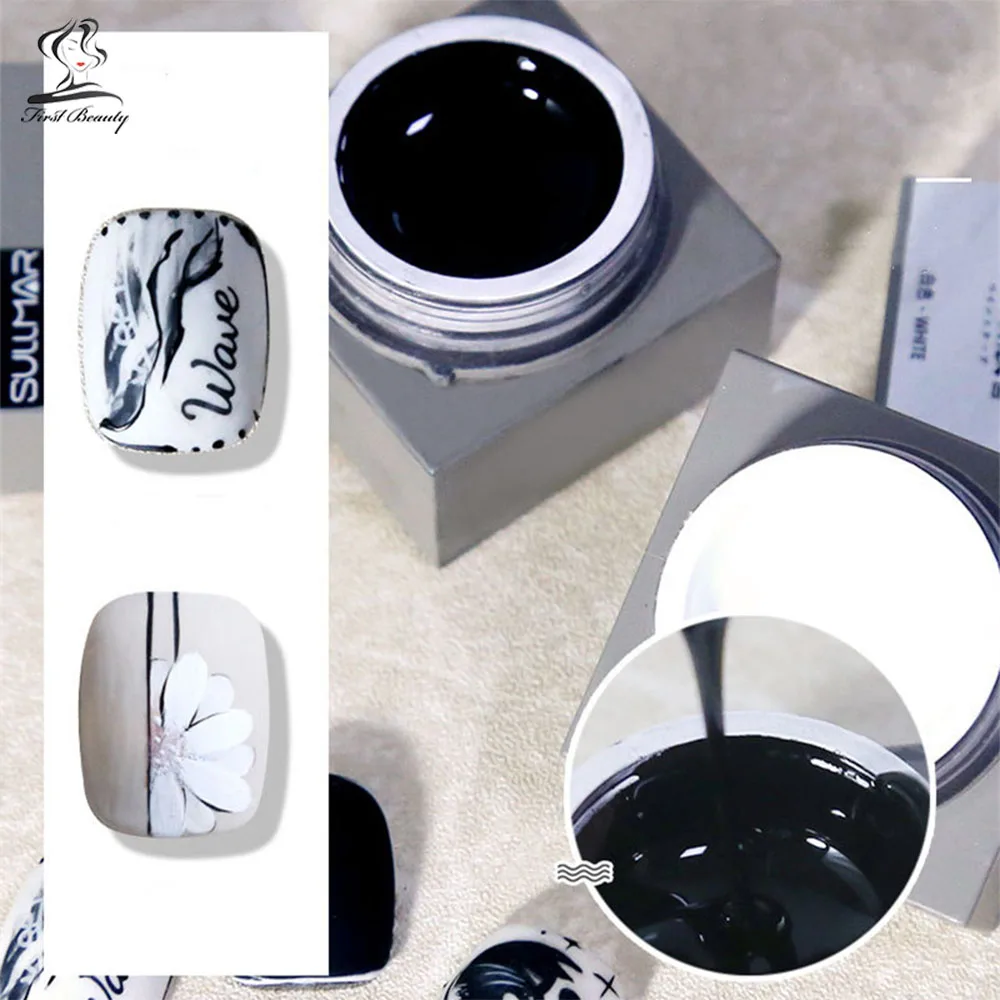 

3D цветной клей для ногтей, гель для ногтей, черно-белый цветной клей, рельефный клей, пластырь, клей для маникюра, фототерапии, самодекориров...