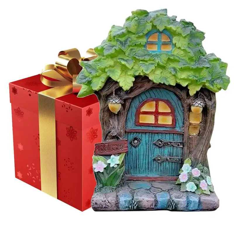 

NEW Yard Art Decor Garden Decoration Fairy Door And Windows For Garden Trees Fairy Door Kit Resin Fairy Door Windows Set