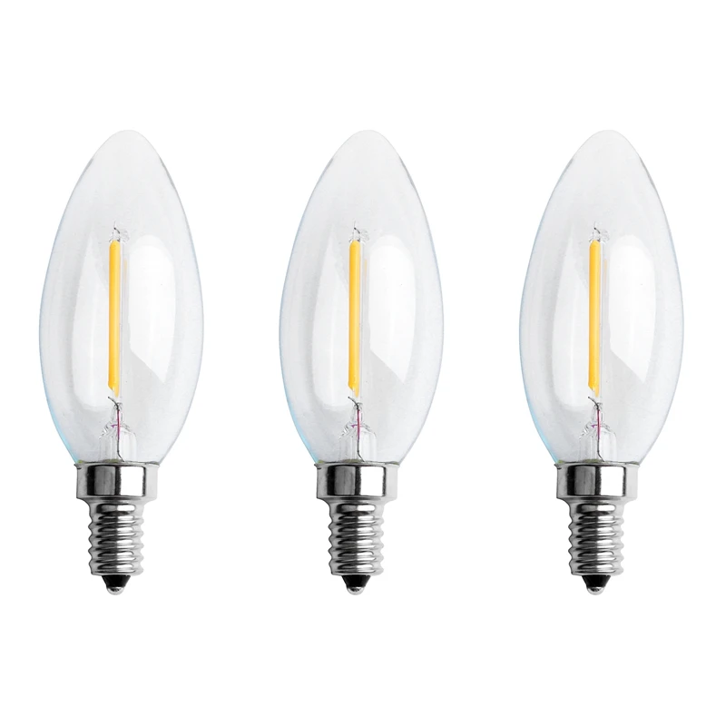

3X Dimmable E12 2W COB Candle Flame Filament LED Light Bulb Lamp 10X3.5Cm