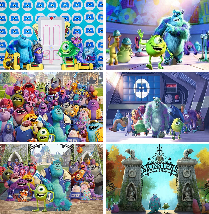 

Фотофон Monsters Inc Sulley для детей, Детский Фотофон на 1-й день рождения, большой глаз, Майк Вазовски, голубой фон, Декор, студийный баннер