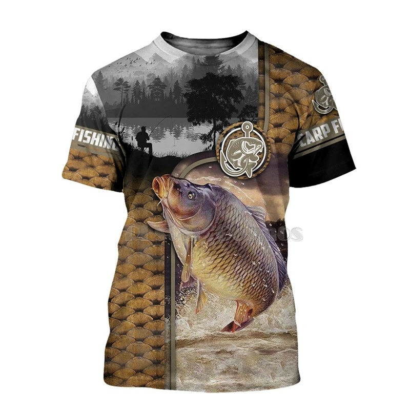 

2022 New Men T Shirts 3d Print Art Fishing Carp Animal Short Sleeve Unisex Shirts Casual Fashion Men