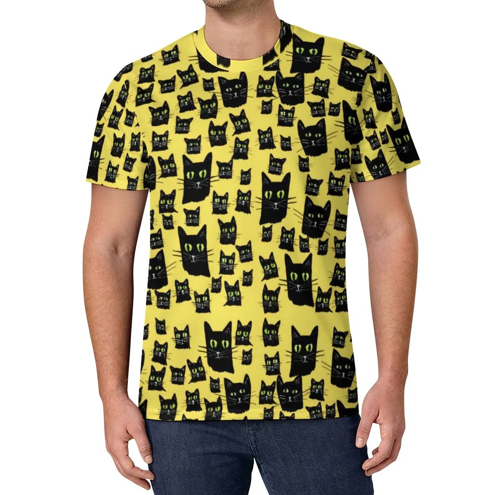 

Ужасная черная футболка с котом, милые футболки в стиле хип-хоп с животными, летняя футболка с графическим рисунком, топы в стиле эмо, идея дл...