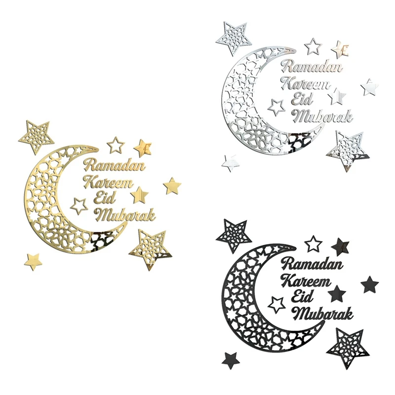 

Ramadan Kareem Stickers Decorations Wall Eid Mubarak For Home Moon And Star Decal Islamic Mirror Decor Sign Muslim