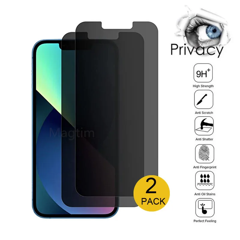 

2PACK Anti-spy Screen Protector for iPhone 11 12 13 Pro Max Privacy Tempered Glass for iPhone XS MAX XR 7 8Plus SE2020 Film