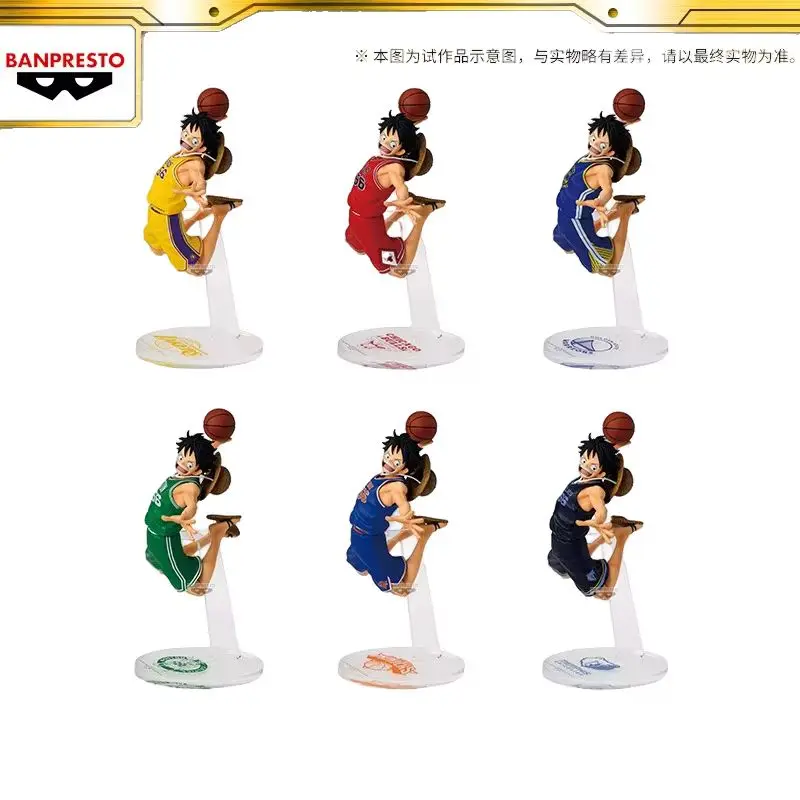 Фото НОВАЯ коллекционная фигурка Bandai Banpresto One Piece x NBA MSP Collaboration Monkey D. Luffy, официальная лицензированная модель из ПВХ, подарки для фанатов №1