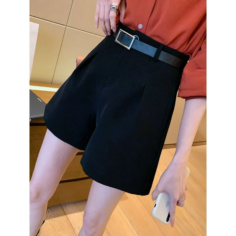 New 2023 Women Korean Suit Shorts Spring Summer Office Suits High Waist Business Casual Loose Female Plus Size Wide Leg Pants