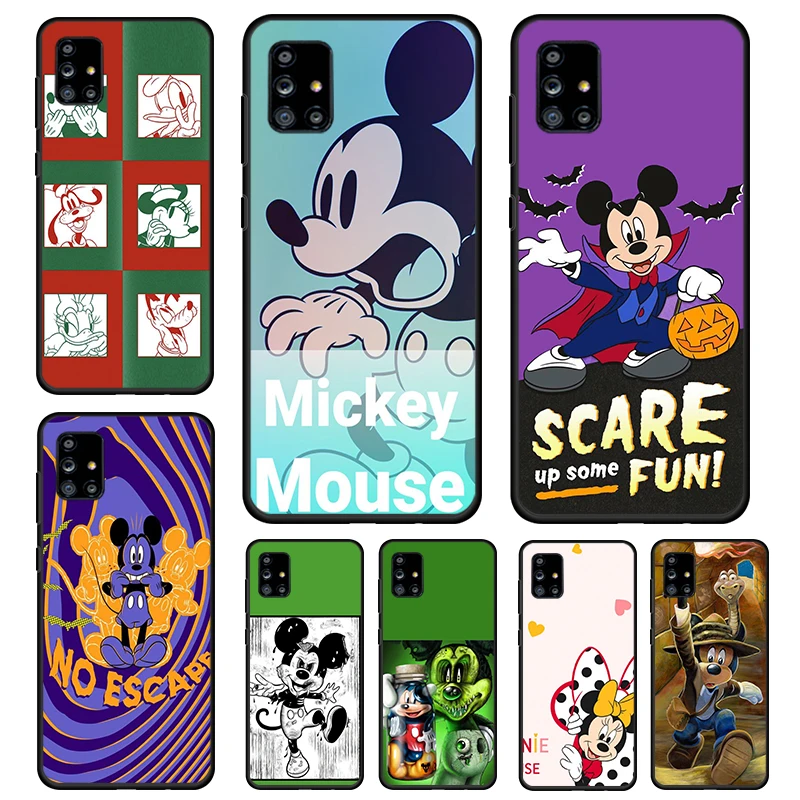 

Cute Disney Mickey Friends Black Phone Case For Samsung Galaxy A52S A72 A71 A52 A51 A12 A32 A21S 5G Soft Silicone Fundas Coque