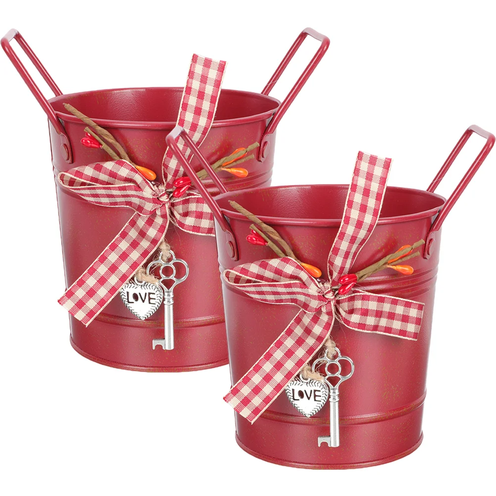 

Flower Pot Christmas Bucket Metal Galvanized Buckets Planter Vaseholiday Container Holder Chic Shabby Household Handlecandypots