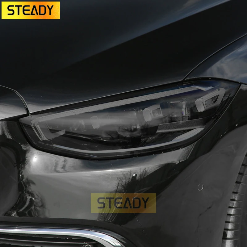 

Car Headlight Protective Film Front Light Transparent Smoked Black TPU Sticker For Mercedes Benz S Class W223 2021 Accessories