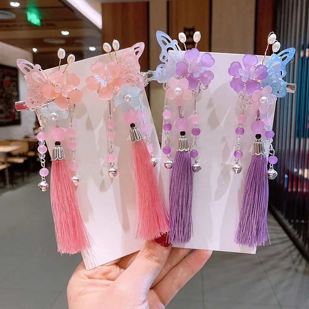 

Hanfu Ornament Headdress Pearl Side Clip Alloy Barrettes Chinese Style Hair Clip Kids Girl Hairpin Hair Accessory