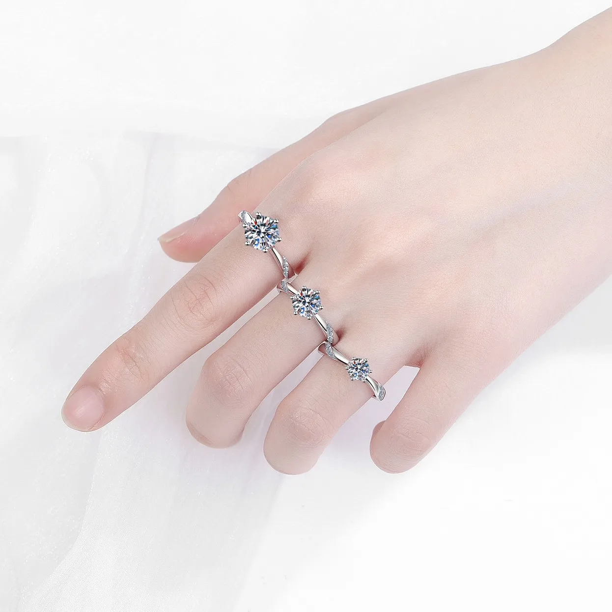 wz00518 Lefei модное роскошное 6-лопастное классическое одинарное кольцо с муассанитом