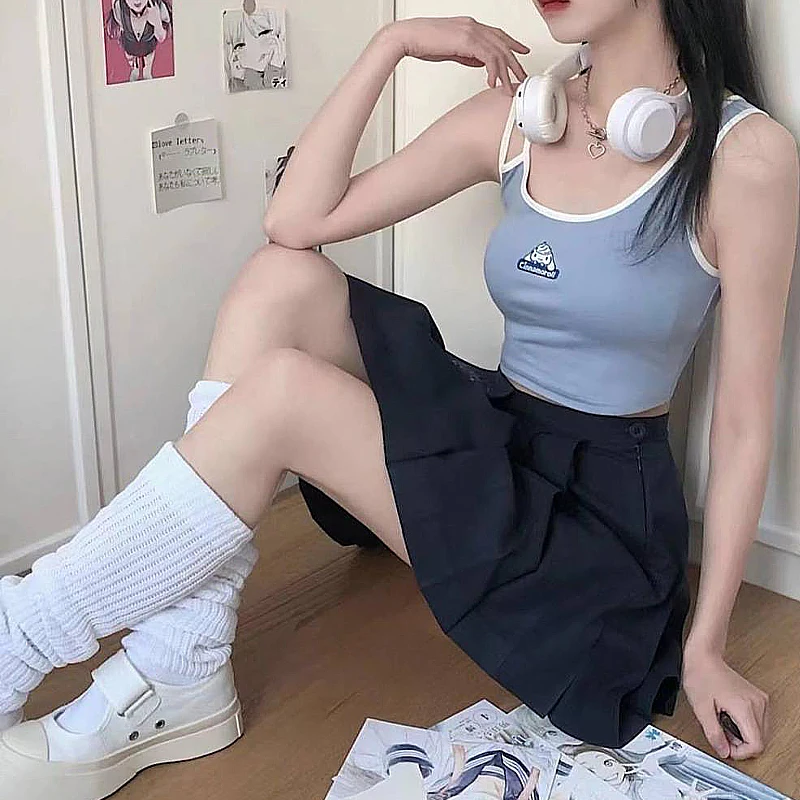 New Kawaii Sanrios Kuromi Camisole Hot Girls Melody Versatile Short Tank Top Woman's Summer Cinnamoroll Underwear Vest Clothes images - 6