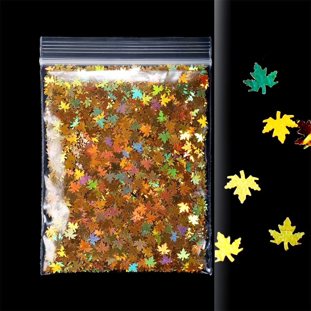 

10g/Bag Maple Leaf Glitter Epoxy Resin Filling Acrylic Laser Gold Sequins DIY Epoxy Resin Mold Filler 3D Nail Art Decorations