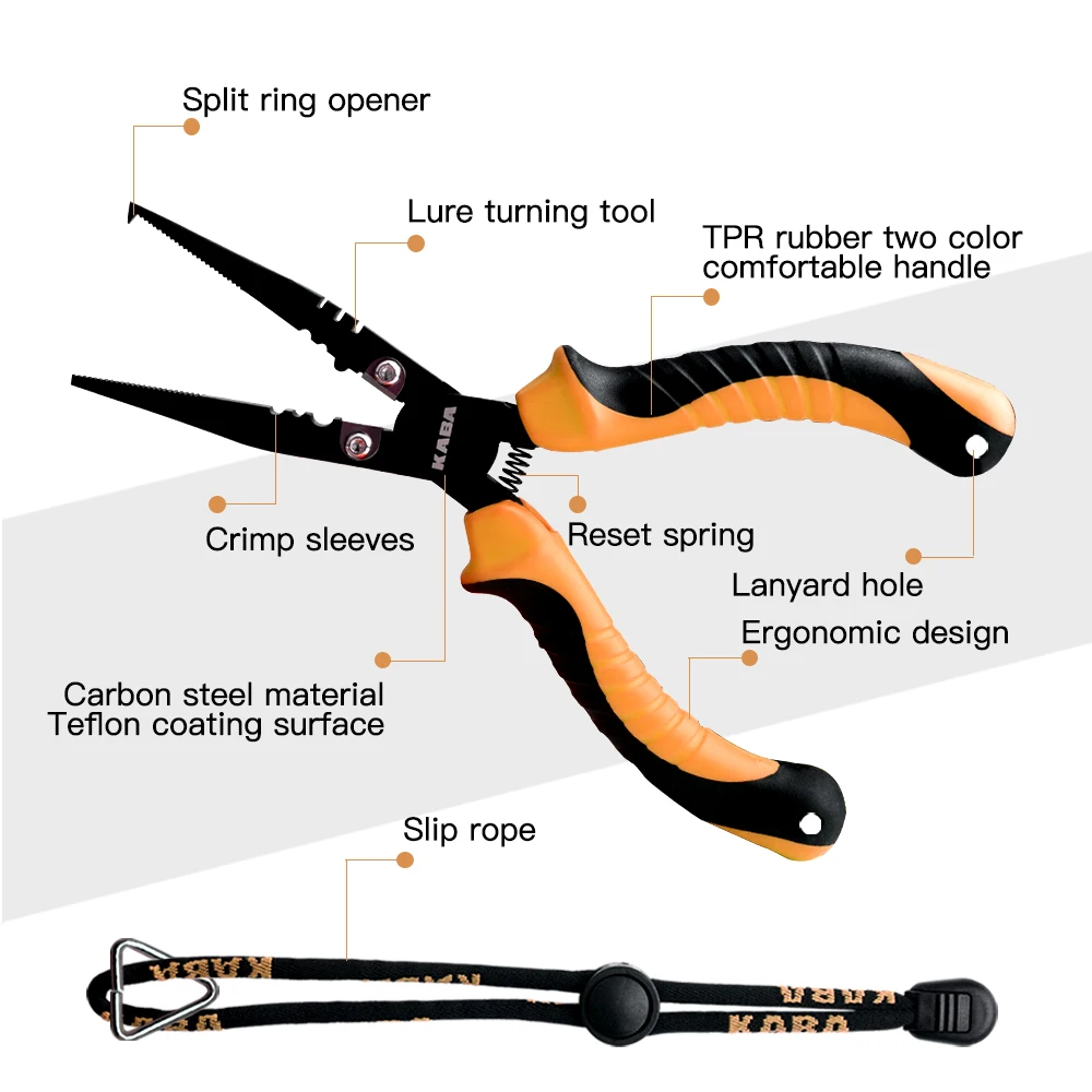 Kaba Fishing Lip Gripper Fish Plier Set Hand Grip Portable Stainless Steel Fishing Grip Fishing Plier Set Fishing Accessories