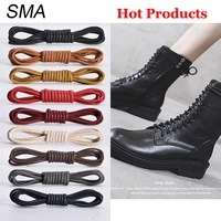 waxed cotton round shoe laces leather shoe lace waterproof shoelaces women men martin boots shoelace shoestring shoe accessories