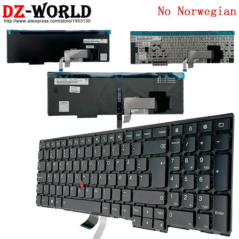 

No Norwegian Backlit Keyboard for Lenovo Thinkpad T540P W540 W541 T550 T560 W550S P50S E531 E540 L570 L560 L540 04Y2407 04Y2368