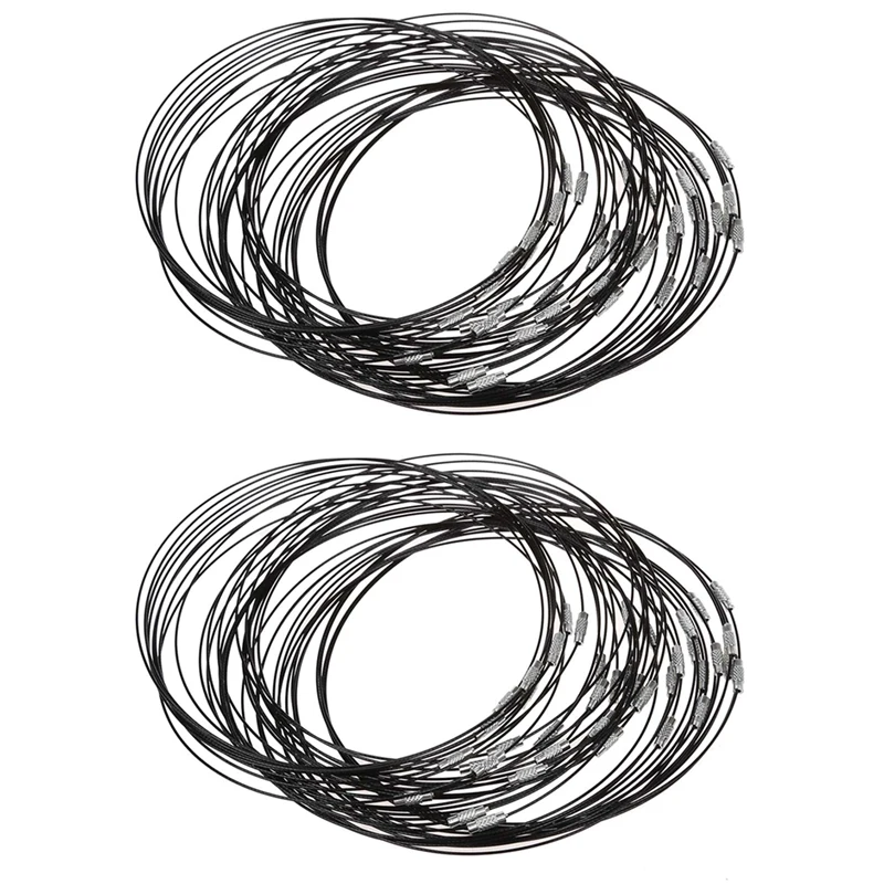 

2X 40 Pcs Collar With Metal Necklace Chain Black Choker