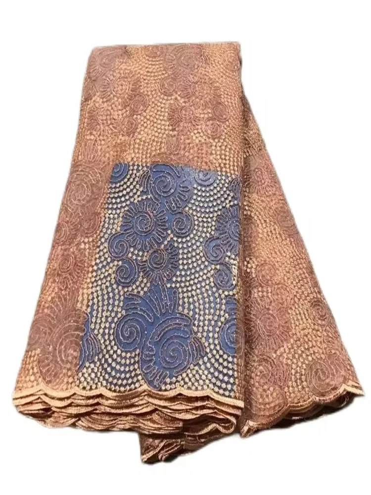 2024 высококачественное Африканское кружево фатиновое французское Флокированная