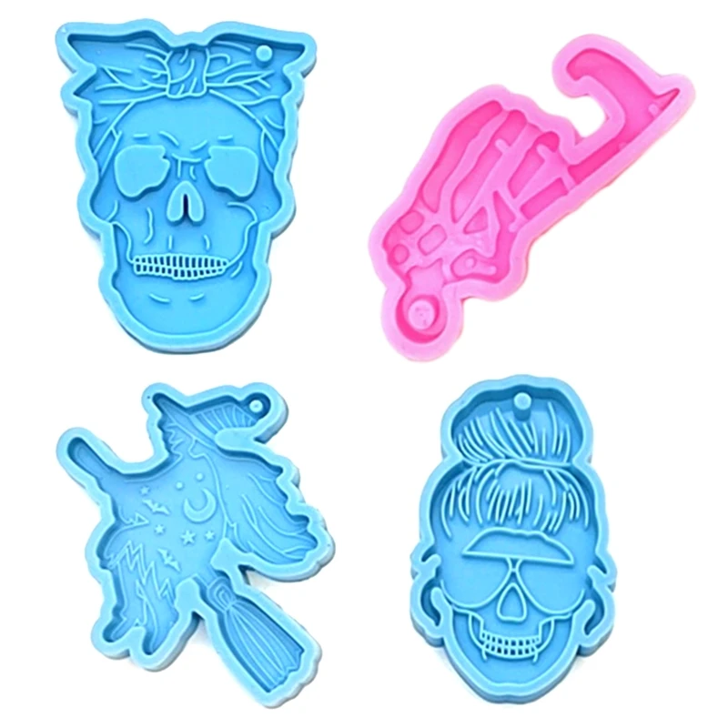 

4x Skull Shaped Earring Mould Resin Casting Mold for Women Girl Jewelry Making