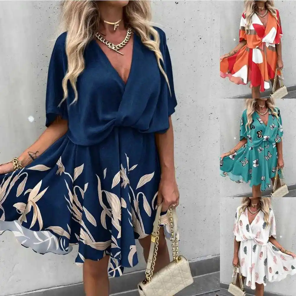 

Summer Loose Dress Ins Casual Holiday Animal Print Bamboo Fiber Women