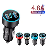 4 8a car charger 5v 2 ports fast charging for samsung huawei iphone 12 11 universal led display dual usb car charger adapter