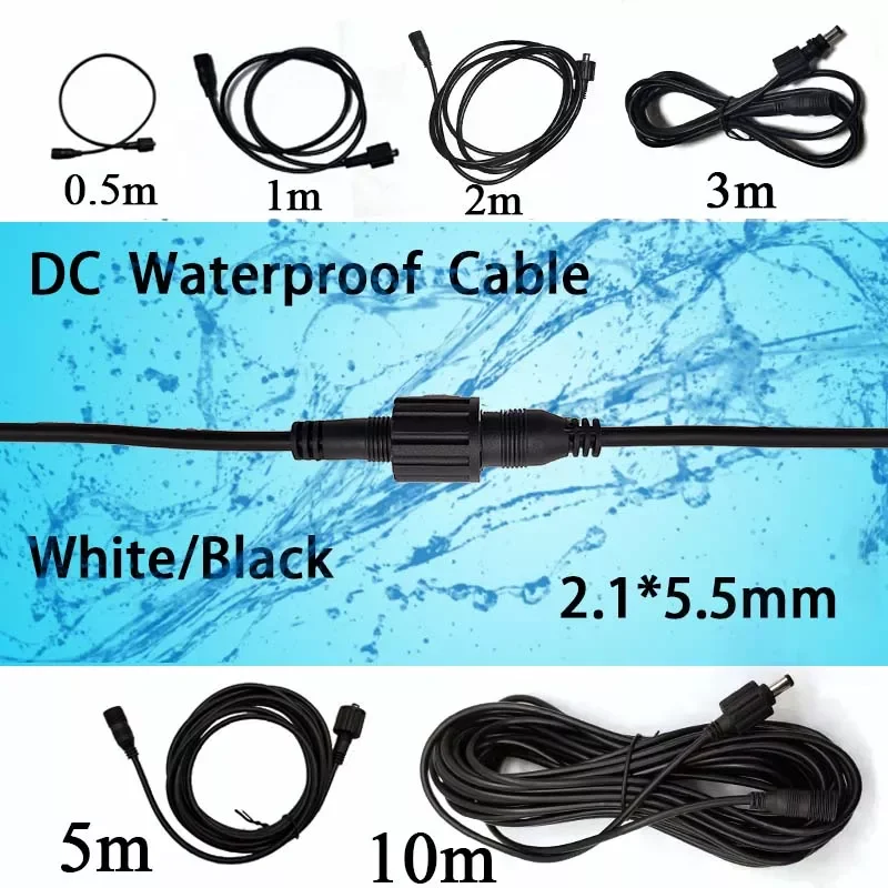 

Extension Cable Waterproof 2.1*5.5mm Male To Female Power Cord White Black 1m 2m 3m 5m 10m Wire For Outdoor Solar Light Camer