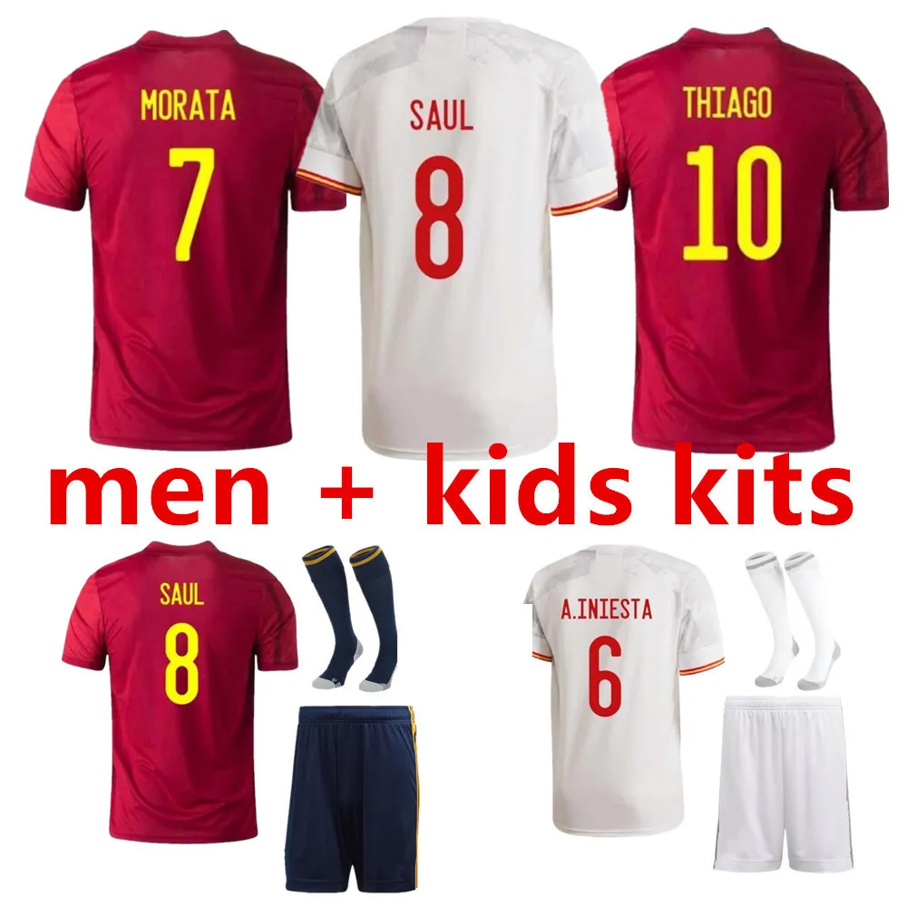 

2021 Spain Soccer Jersey 21 22 ASENSIO MORATA ISCO INIESTA ALCACER SAUL XAVI Raul Football shirts men + kids kit