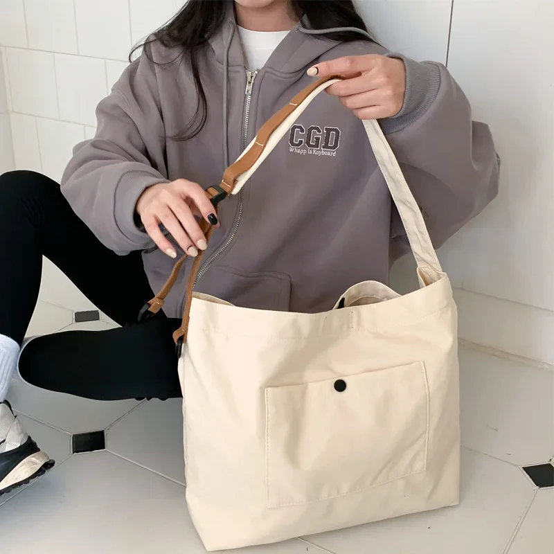 

Однотонная портативная нейлоновая тканевая сумка Hylhexyr на одно плечо, Женская вместительная Студенческая Регулируемая сумка через плечо