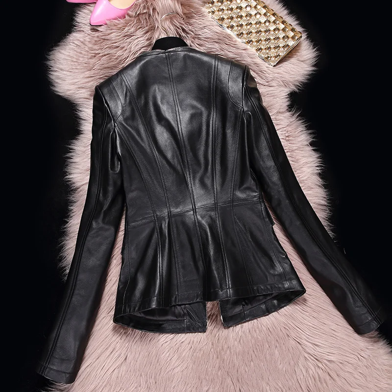 

2023Leather jacket,High Quality Genuine Sheepskin Leather Jackets Women Spring Autumn Women's Coats Motorcycle Female Jacket Cue