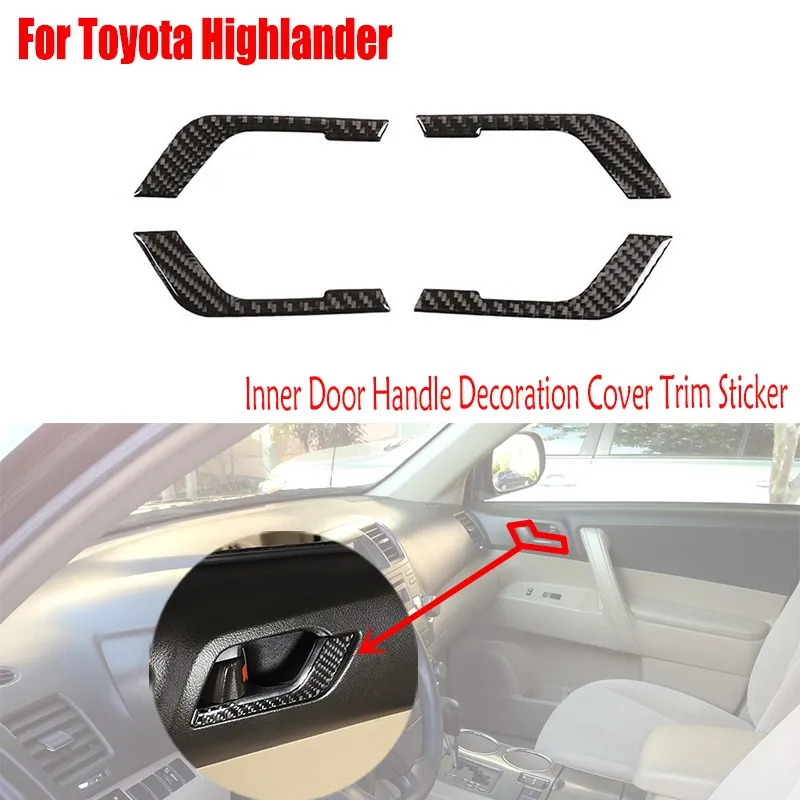 

Real Carbon Fiber Car Accessories Interior Parts Inner Door Handle Decoration Cover Trim Sticker For Toyota Highlander 2009-2013