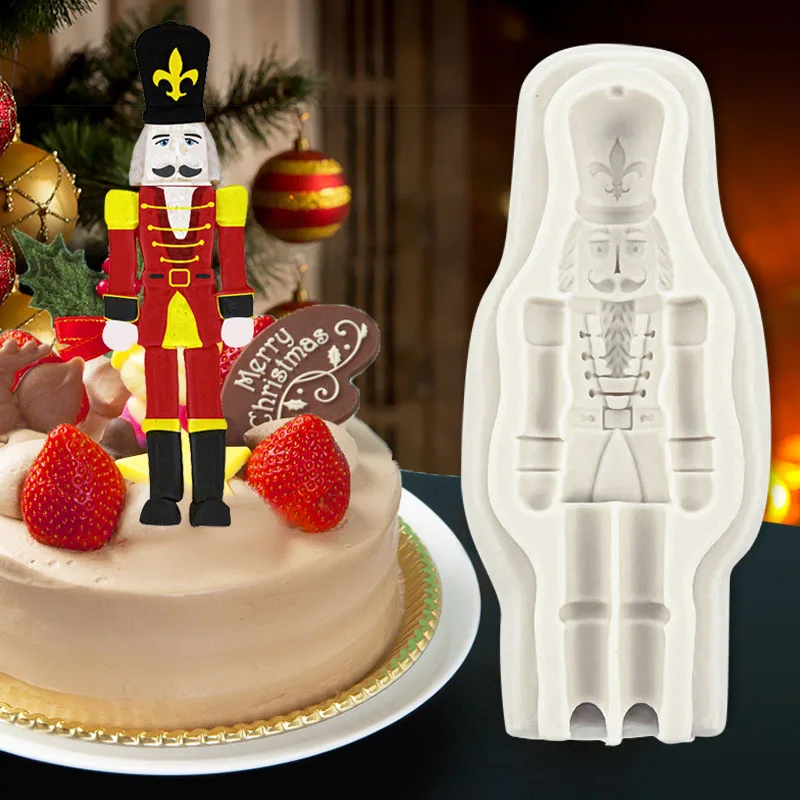 

1piece Merry Christmas Nutcracker Soldier Silicone Mold DIY Candy Chocolate Dessert Tool New Year Party Cake Baking Decoration