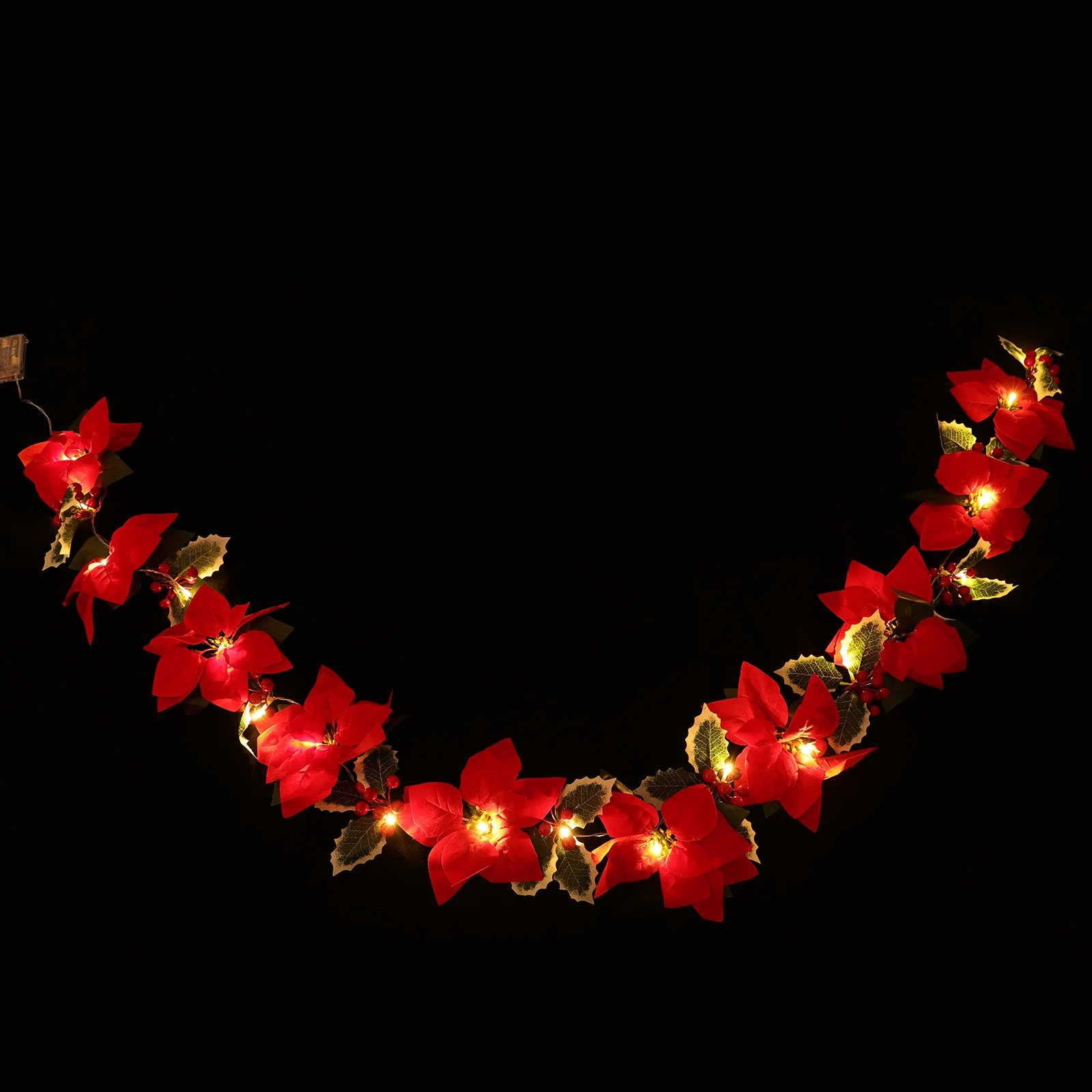 

Light Post Red Flowers Wreath Lights Christmas Garland Decor Door Hanging Adornment Party The