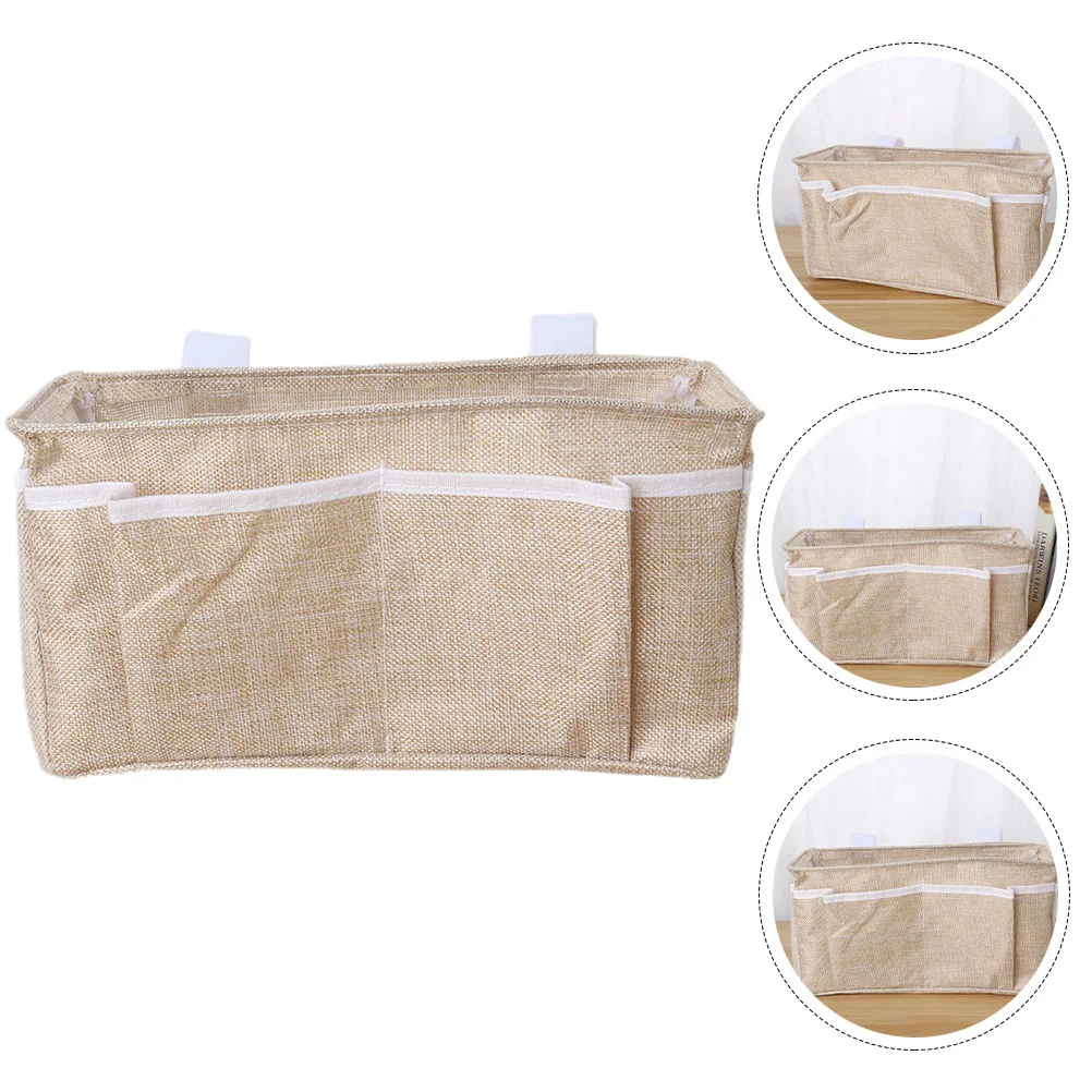 

Sundries Storage Bag Book Hanging Organizer Dormitory Bedside Car Phone Mount Data Line Multifunctional Cotton Linen Baby