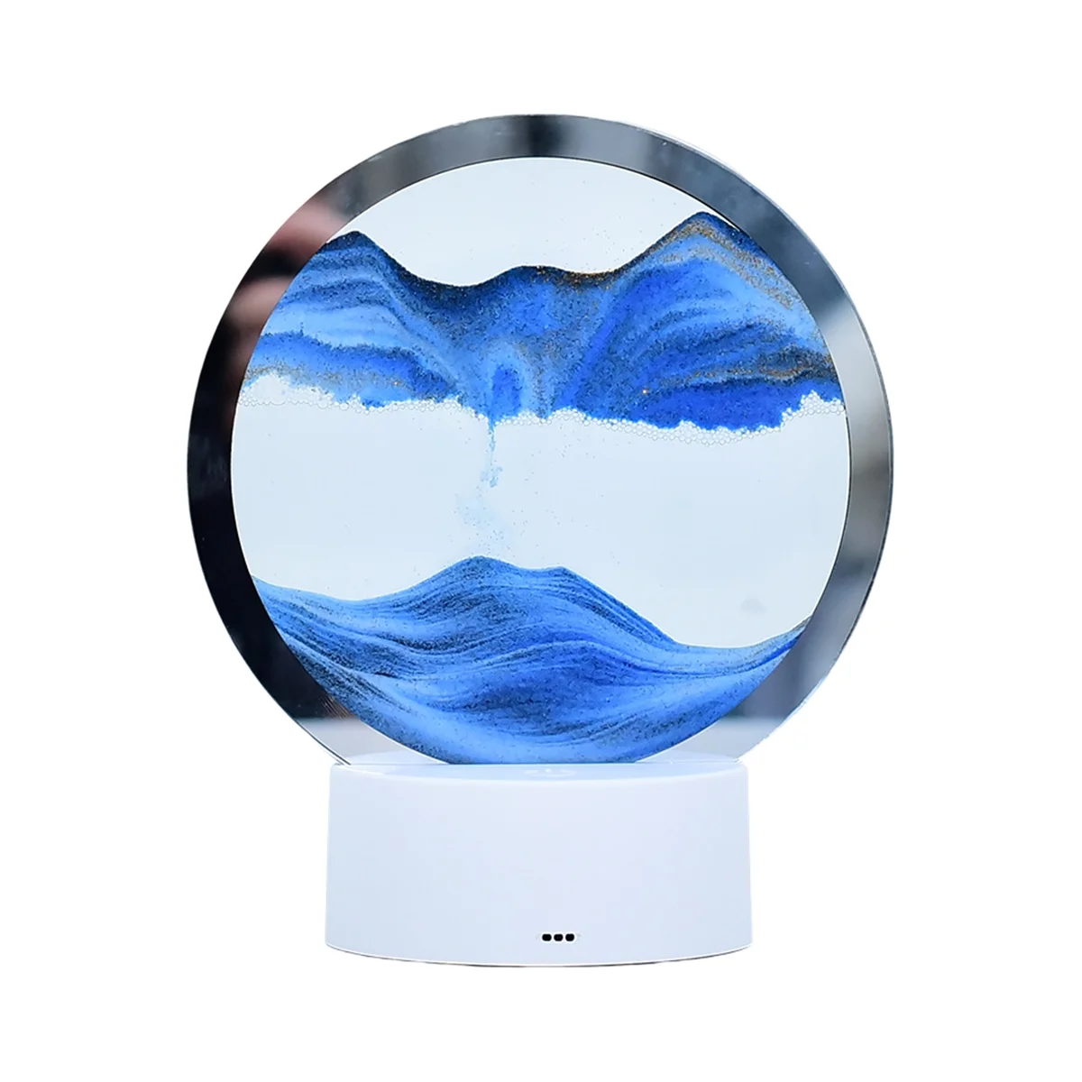 

Natural Landscape Sand Art Hourglass,Transparent Glass Round Colorful Painting Blue
