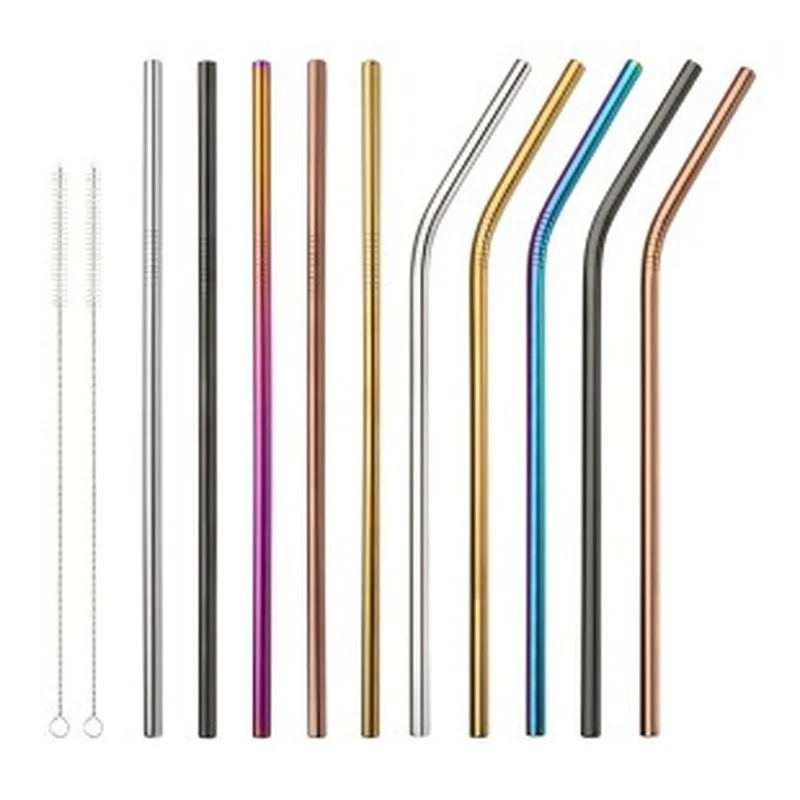 

Reusable Drinking Straw Colorful Steel Stainless Straws Cocktail Bar Party Beverage Coffee Straight and Curved Straw Strohhalme