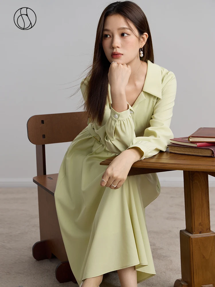 Женское платье DUSHU офисное зелёное